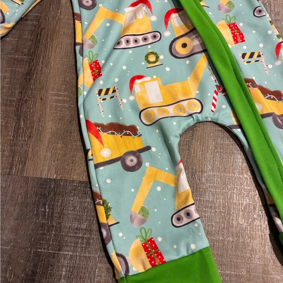 Green Construction Print Kids One Piece - Picture 2 of 3